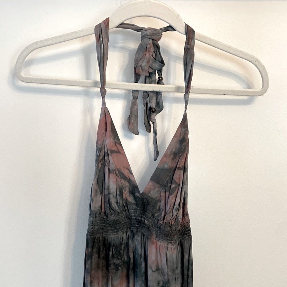 Tie-Dye Halter Maxi Dress | Grey Multi | Small